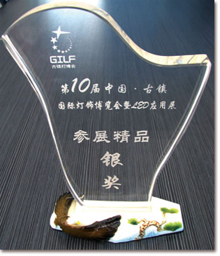 第10屆中國古鎮國際燈飾博覽會LED應用展參展精品銀獎獎杯