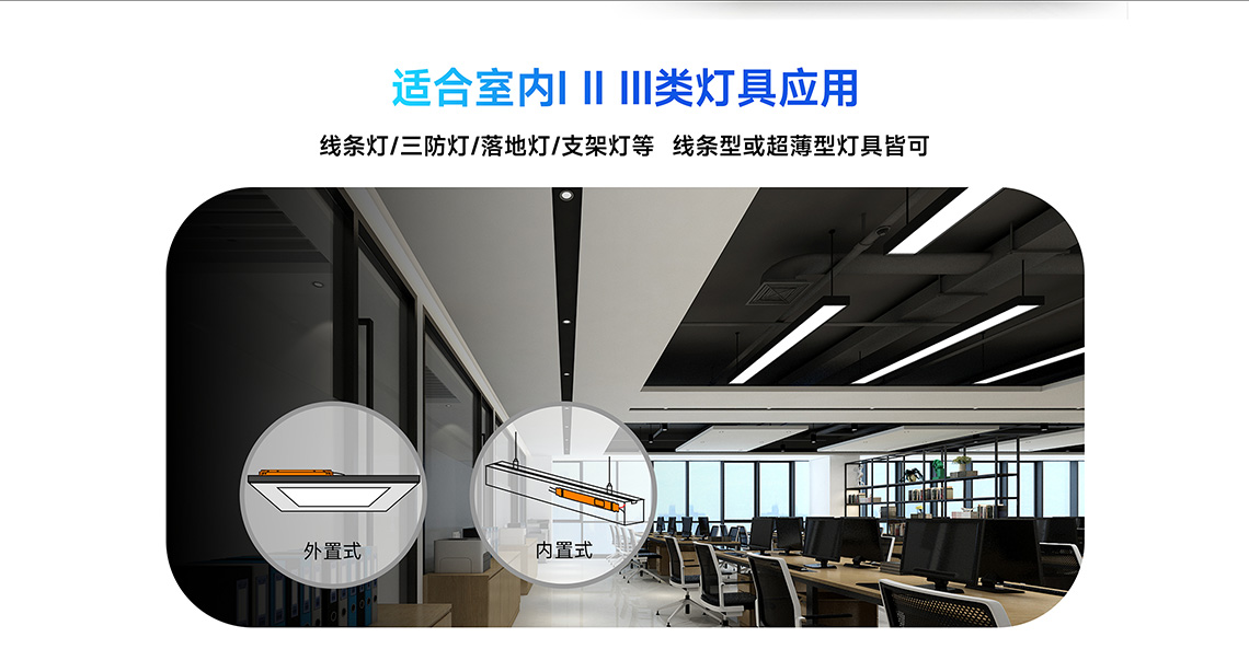 適合室內Ⅰ、Ⅱ、Ⅲ類燈具應用