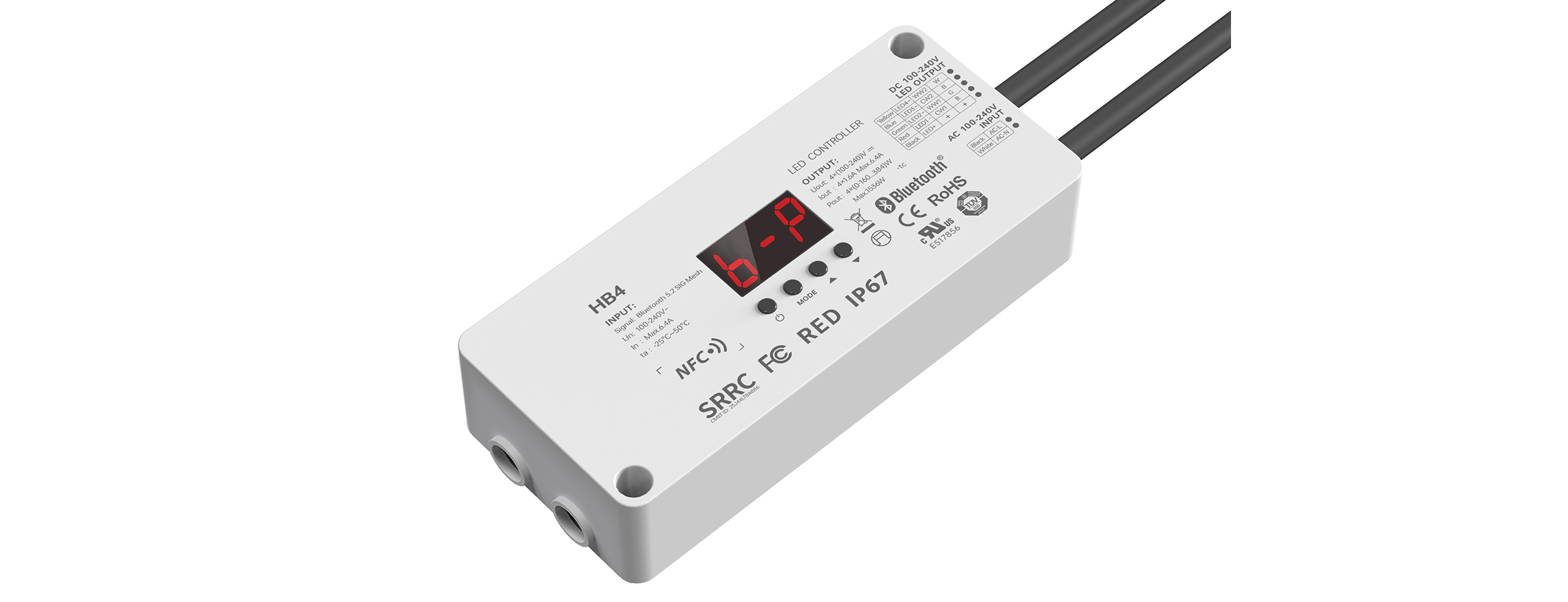 4路 藍牙5.2 NFC近場編程 高壓防水LED恒壓控制器 HB4