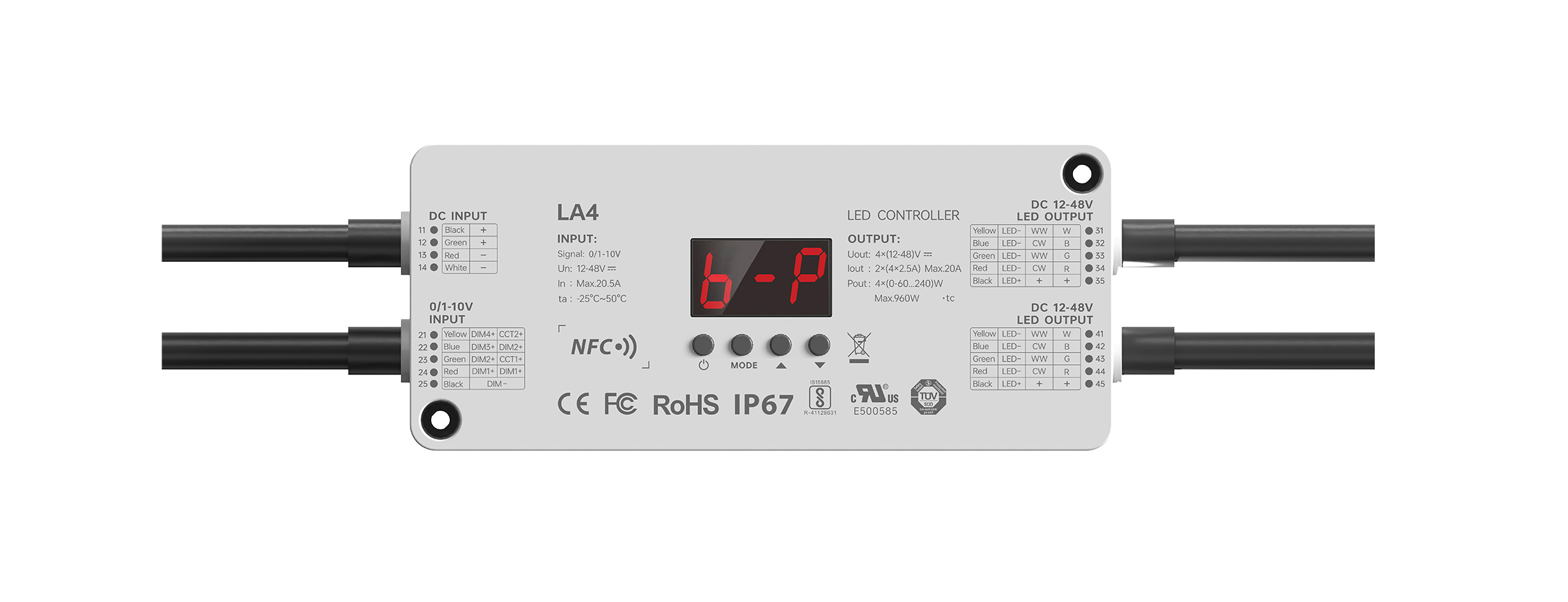 4路 0/1-10V NFC近場編程 低壓防水LED恒壓控制器 LA4