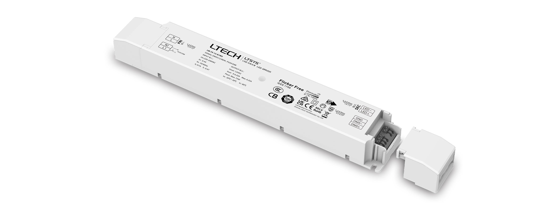 75W 12VDC 恒壓DMX調光電源 LM-75-12-G1M2