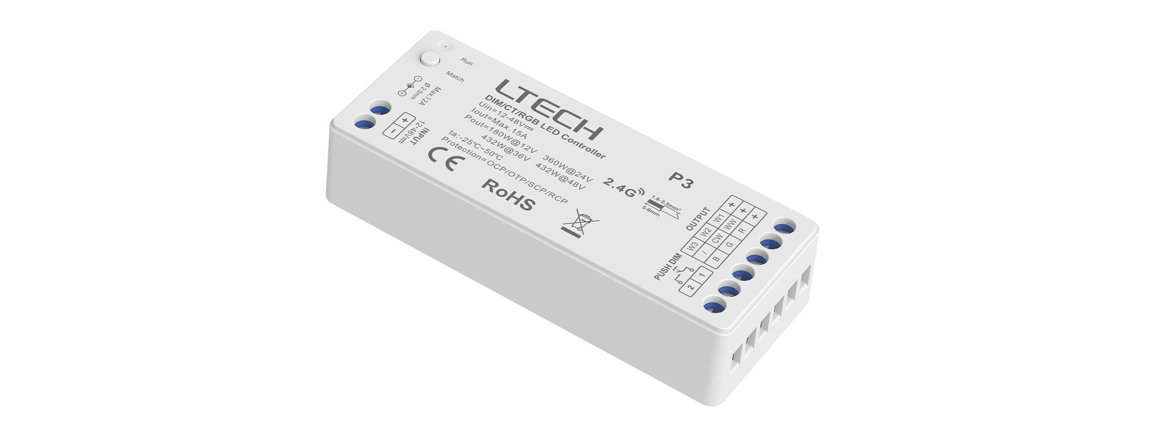 單區RGB RF 2.4G無線LED控制器 M4A+P3