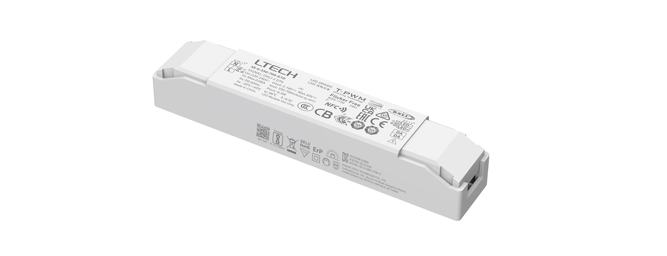 6W 350-700mA CC DALI-2 Driver SE-6-350-700-G1D