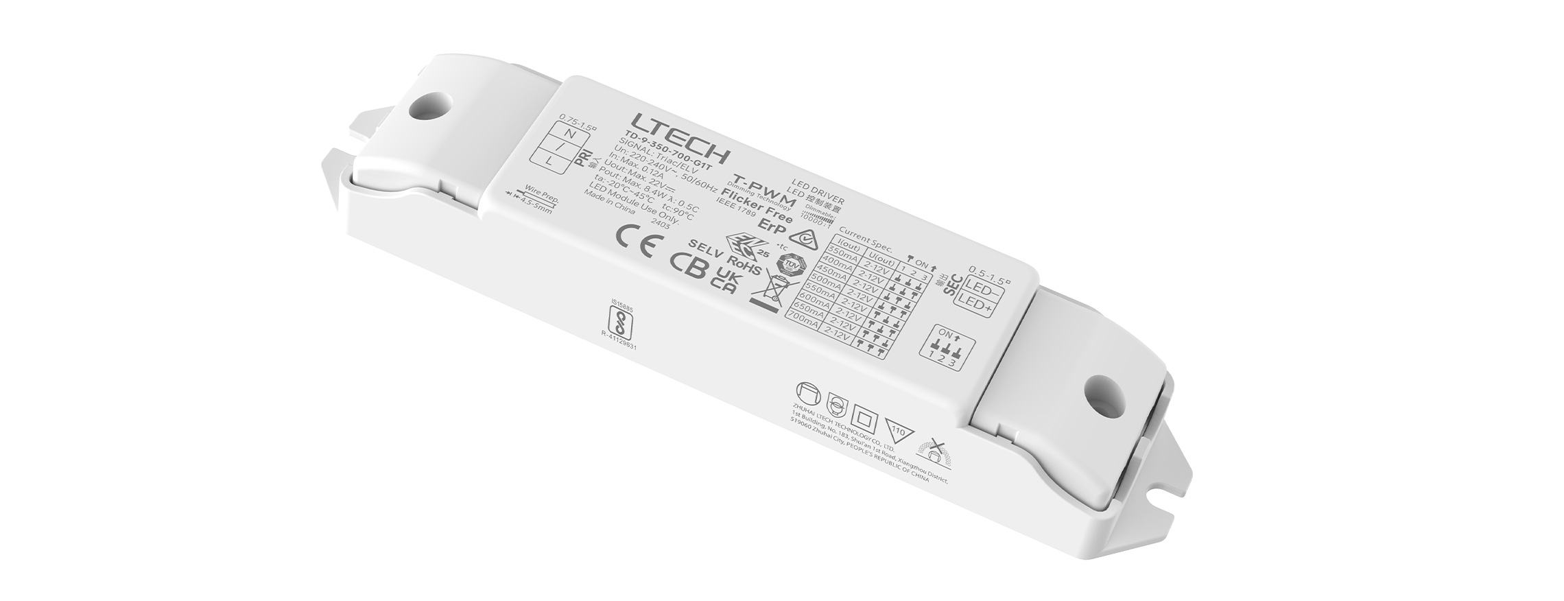 9W 350-700mA CC Triac LED Driver TD-9-350-700-G1T