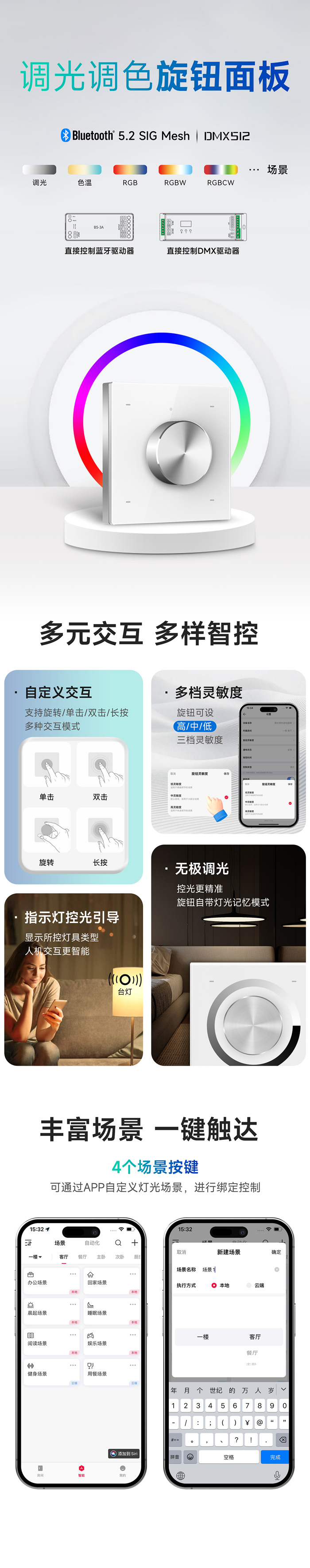 EB系列-調光調色智能旋鈕面板