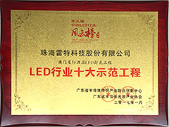 LED行業十大示范工程獎牌