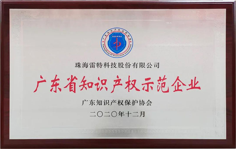 2020年度廣東省知識產權示范企業獎牌