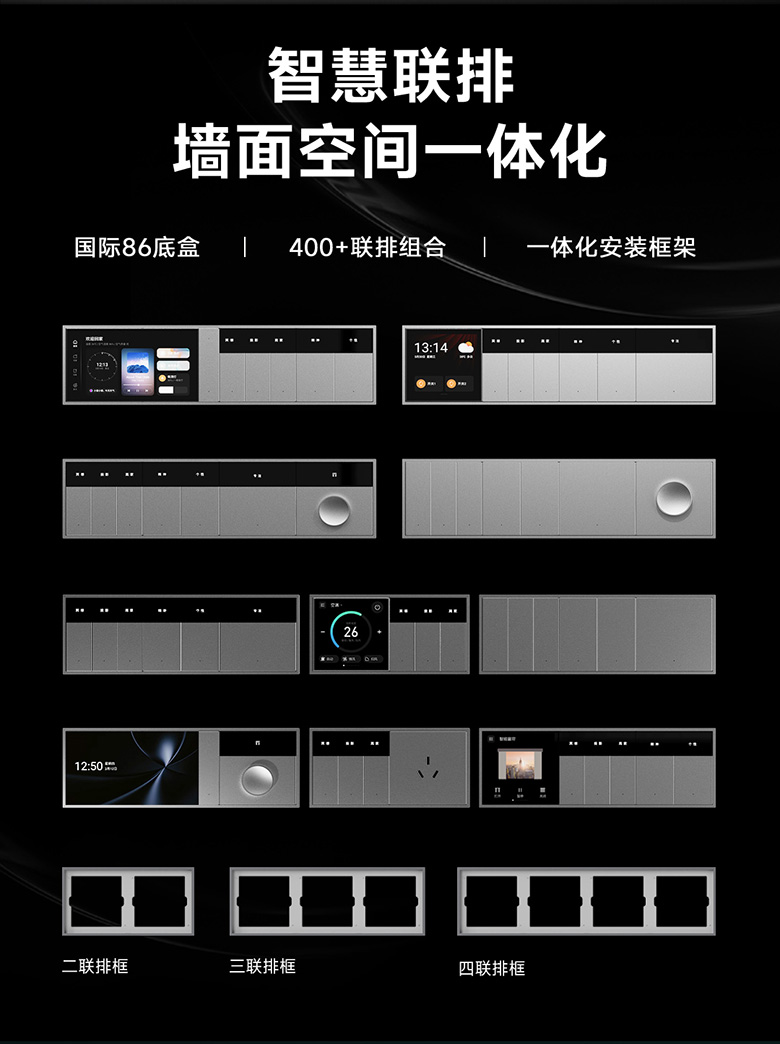 雷特智能家居SUPER+系列產品搭配雷特聯排框使用效果圖