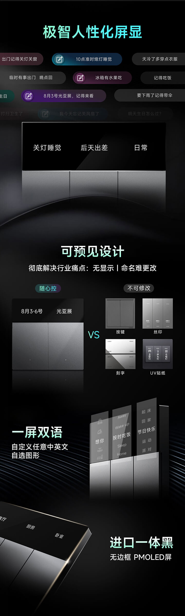 雷特創想系列智能面板極智人性化屏顯